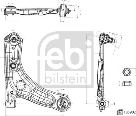 Febi Bilstein 185902 - Neatkarīgās balstiekārtas svira, Riteņa piekare ps1.lv