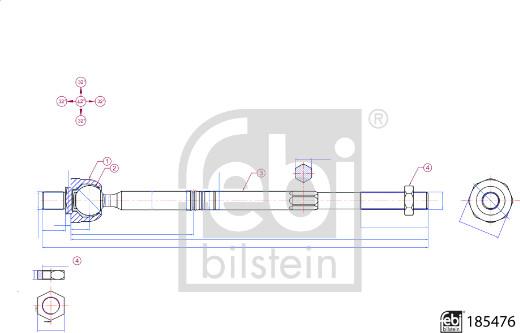 Febi Bilstein 185476 - Aksiālais šarnīrs, Stūres šķērsstiepnis ps1.lv