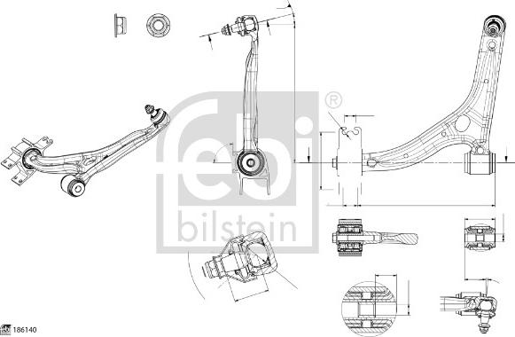 Febi Bilstein 186140 - Neatkarīgās balstiekārtas svira, Riteņa piekare ps1.lv