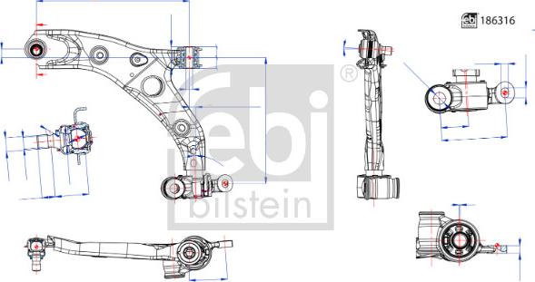 Febi Bilstein 186316 - Neatkarīgās balstiekārtas svira, Riteņa piekare ps1.lv