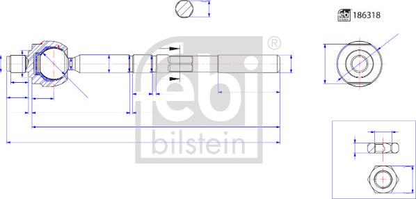 Febi Bilstein 186318 - Aksiālais šarnīrs, Stūres šķērsstiepnis ps1.lv