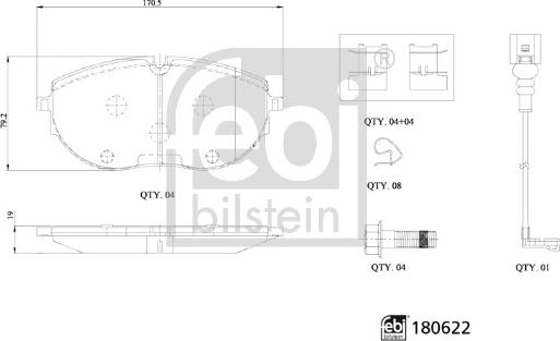 Febi Bilstein 180622 - Bremžu uzliku kompl., Disku bremzes ps1.lv