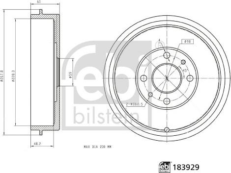 FEBI Bilstein 183929 - Bremžu trumulis ps1.lv