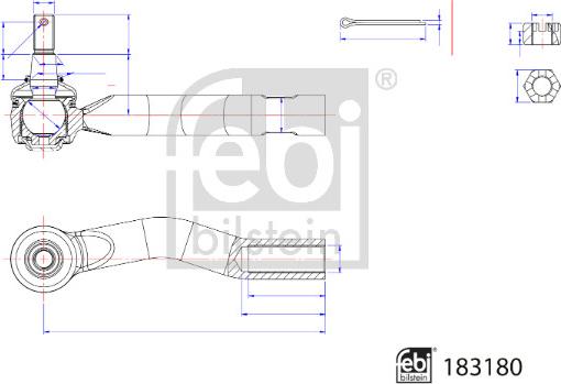 Febi Bilstein 183180 - Stūres šķērsstiepņa uzgalis ps1.lv
