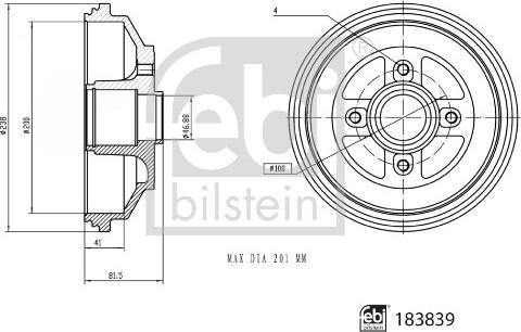 Febi Bilstein 183839 - Bremžu trumulis ps1.lv