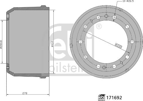 Febi Bilstein 171692 - Bremžu trumulis ps1.lv