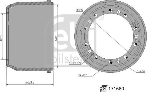 Febi Bilstein 171680 - Bremžu trumulis ps1.lv