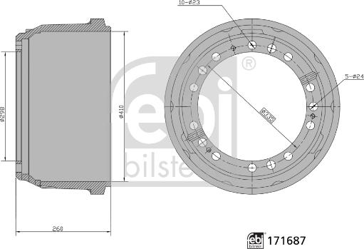 Febi Bilstein 171687 - Bremžu trumulis ps1.lv