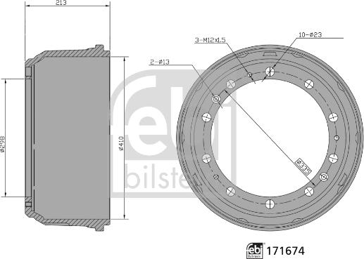 Febi Bilstein 171674 - Bremžu trumulis ps1.lv