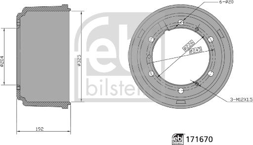 Febi Bilstein 171670 - Bremžu trumulis ps1.lv