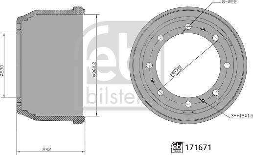 Febi Bilstein 171671 - Bremžu trumulis ps1.lv