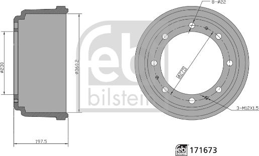 Febi Bilstein 171673 - Bremžu trumulis ps1.lv