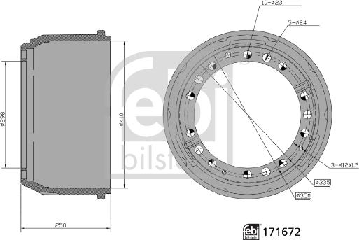 Febi Bilstein 171672 - Bremžu trumulis ps1.lv