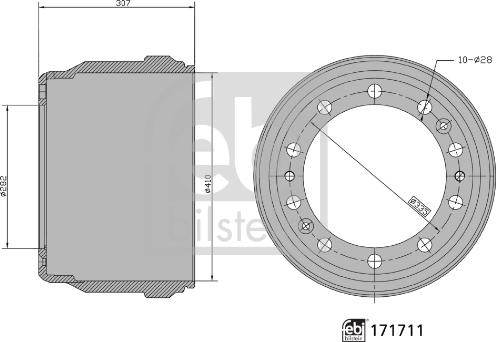 Febi Bilstein 171711 - Bremžu trumulis ps1.lv