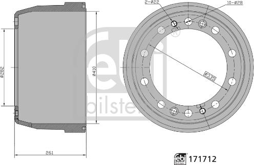 Febi Bilstein 171712 - Bremžu trumulis ps1.lv