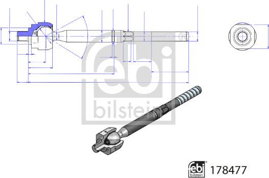 Febi Bilstein 178477 - Aksiālais šarnīrs, Stūres šķērsstiepnis ps1.lv