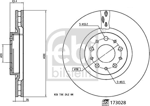 Febi Bilstein 173028 - Bremžu diski ps1.lv