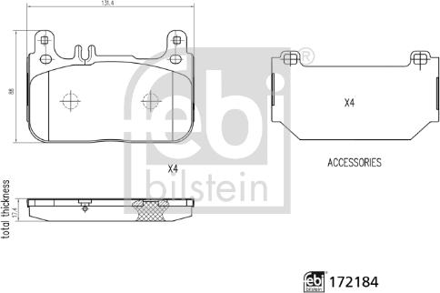 Febi Bilstein 172184 - Bremžu uzliku kompl., Disku bremzes ps1.lv