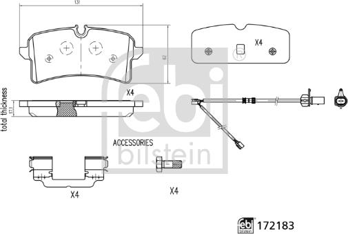 Febi Bilstein 172183 - Bremžu uzliku kompl., Disku bremzes ps1.lv