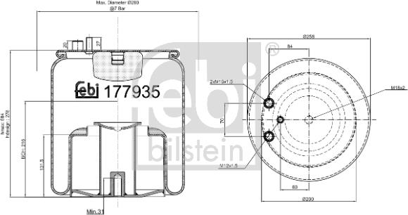 Febi Bilstein 177935 - Pneimoatsperes spilvens, Pneimopiekare ps1.lv