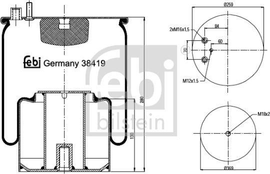 Febi Bilstein 38419 - Pneimoatsperes spilvens, Pneimopiekare ps1.lv