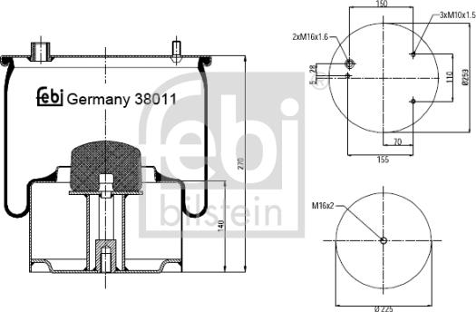 Febi Bilstein 38011 - Pneimoatsperes spilvens, Pneimopiekare ps1.lv