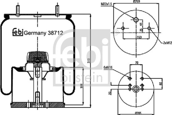 Febi Bilstein 38712 - Pneimoatsperes spilvens, Pneimopiekare ps1.lv