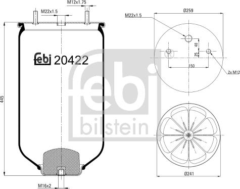 Febi Bilstein 20422 - Pneimoatsperes spilvens, Pneimopiekare ps1.lv