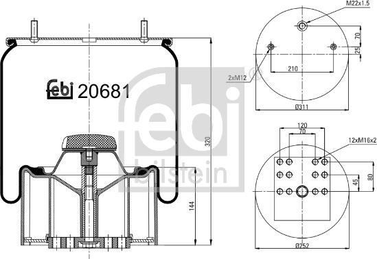 Febi Bilstein 20681 - Pneimoatsperes spilvens, Pneimopiekare ps1.lv