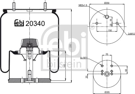 Febi Bilstein 20340 - Pneimoatsperes spilvens, Pneimopiekare ps1.lv