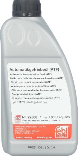 FEBI Bilstein 22806 - Automātiskās pārnesumkārbas eļļa ps1.lv