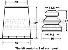 First Line FPK7015 - Putekļu aizsargkomplekts, Amortizators ps1.lv