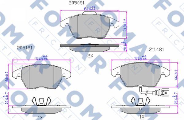 FOMAR Friction FO 912981 - Bremžu uzliku kompl., Disku bremzes ps1.lv