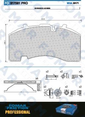 FOMAR Friction FO 917581 - Bremžu uzliku kompl., Disku bremzes ps1.lv