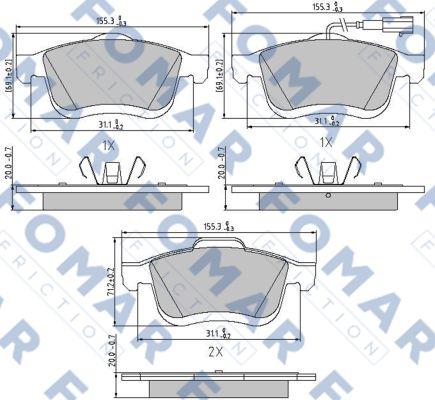 FOMAR Friction FO 894881 - Bremžu uzliku kompl., Disku bremzes ps1.lv