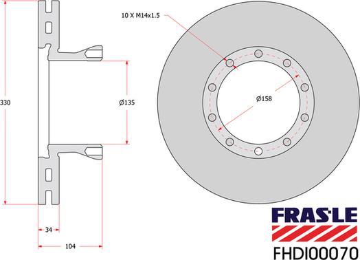 FRAS-LE FHDI00070 - Bremžu diski ps1.lv