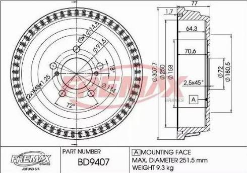 FREMAX BD-9407 - Bremžu trumulis ps1.lv