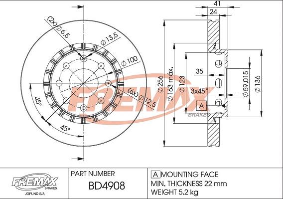 FREMAX BD-4908 - Bremžu diski ps1.lv