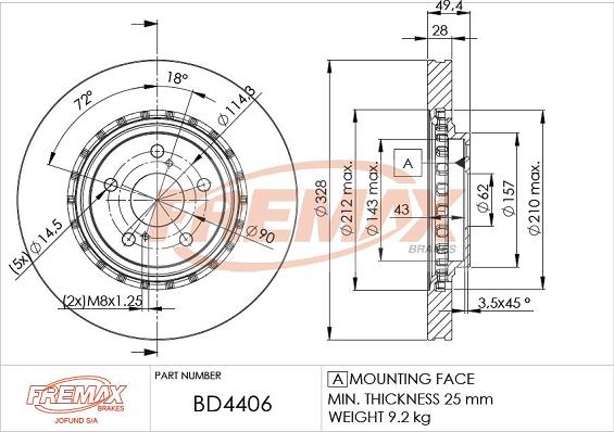 FREMAX BD-4406 - Bremžu diski ps1.lv