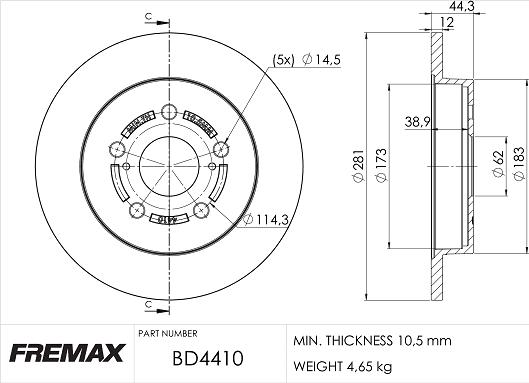 FREMAX BD-4410 - Bremžu diski ps1.lv