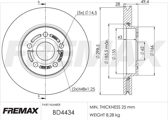 FREMAX BD-4434 - Bremžu diski ps1.lv