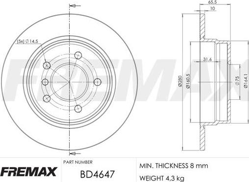 FREMAX BD-4647 - Bremžu diski ps1.lv