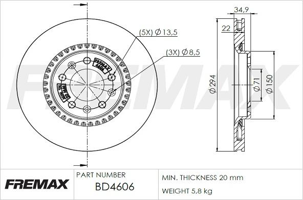 FREMAX BD-4606 - Bremžu diski ps1.lv