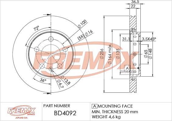 FREMAX BD-4092 - Bremžu diski ps1.lv