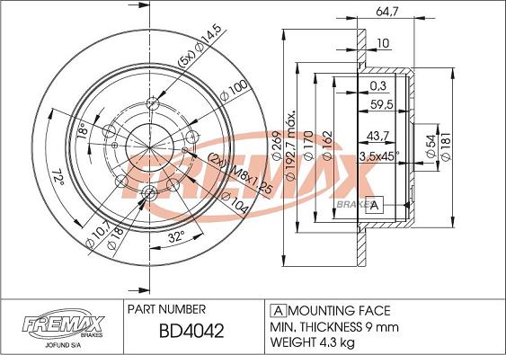 FREMAX BD-4042 - Bremžu diski ps1.lv