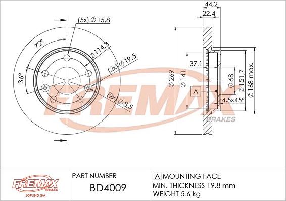 FREMAX BD-4009 - Bremžu diski ps1.lv