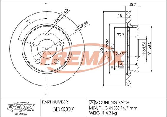 FREMAX BD-4007 - Bremžu diski ps1.lv