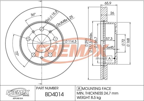 FREMAX BD-4014 - Bremžu diski ps1.lv