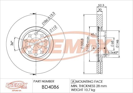 FREMAX BD-4086 - Bremžu diski ps1.lv