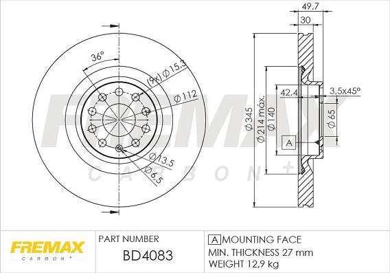 FREMAX BD-4083 - Bremžu diski ps1.lv